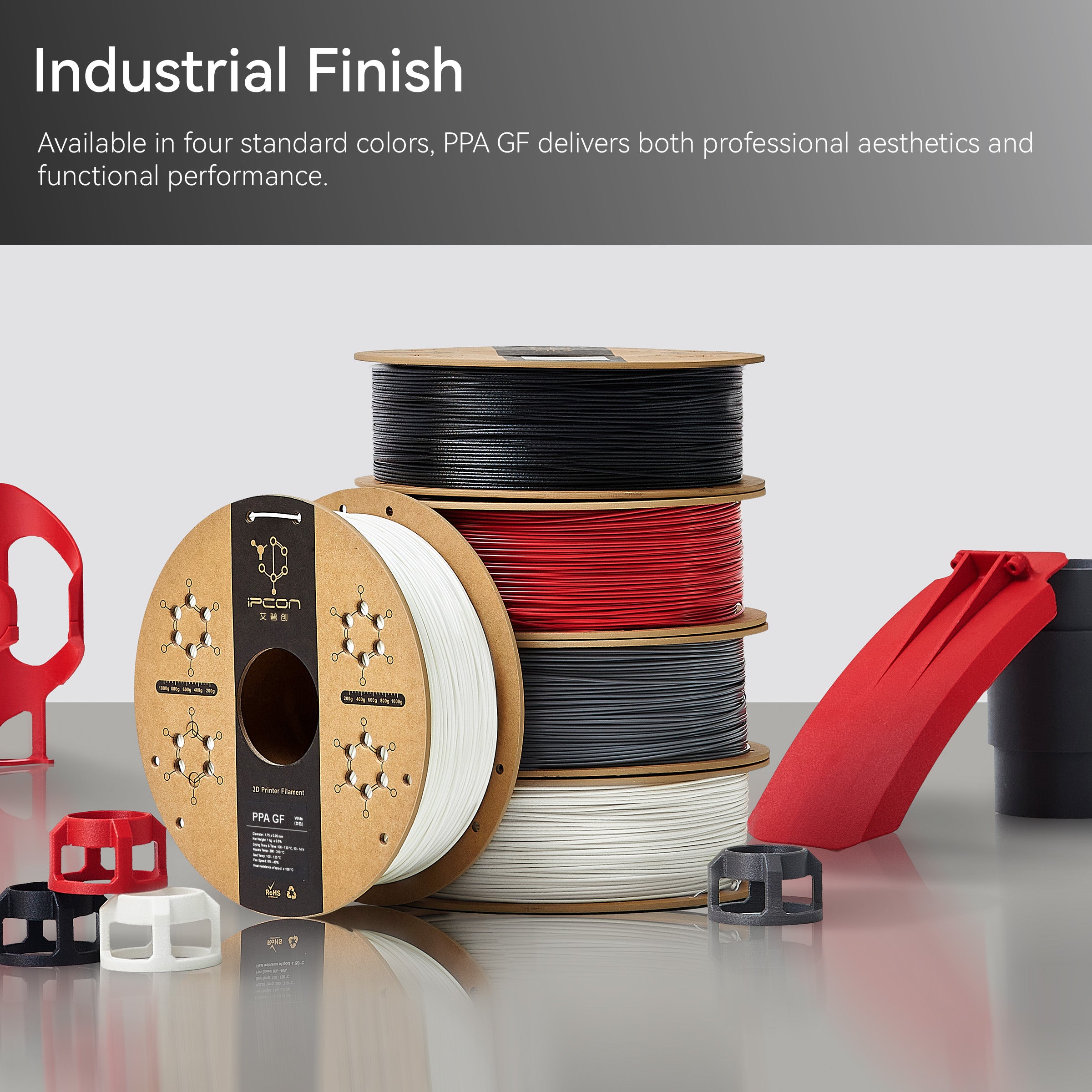 IPCON PPA-GF Glass Fiber Reinforced Filament - Ultra High Temp & Low Warping, 1kg (Bambu Lab Compatible)