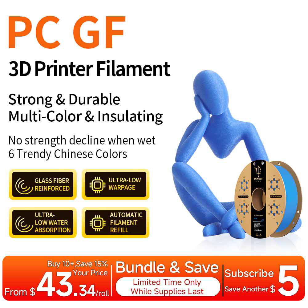 PC-GF Matte Blue 3D Printer Filament, Glass Fiber Reinforced