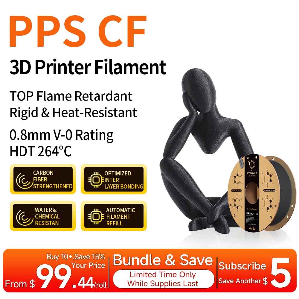 IPCON PPS CF carbon fiber reinforced PPS filament spool in black